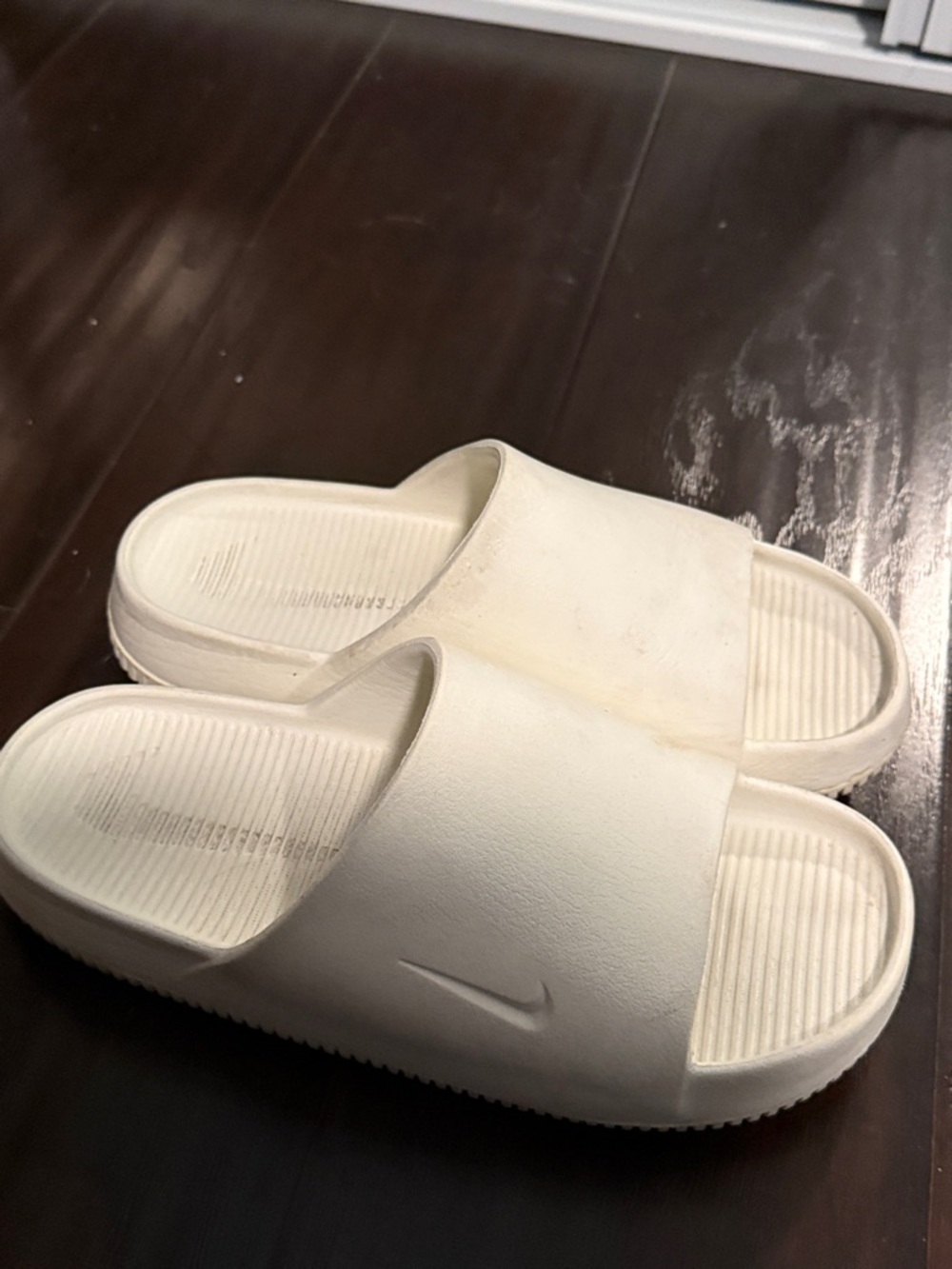 Nike White Slip-On Cushioned Slides